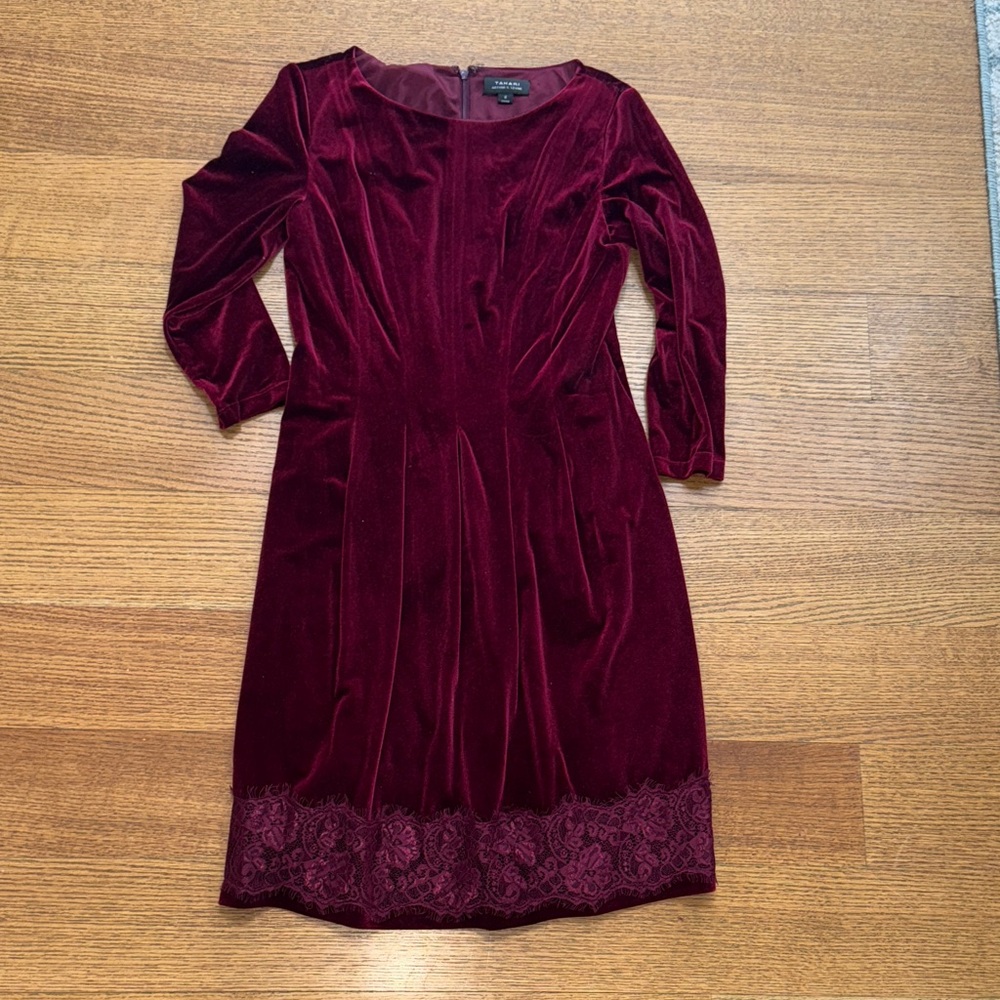 Tahari Arthur S. Levine Red Velvet Dress